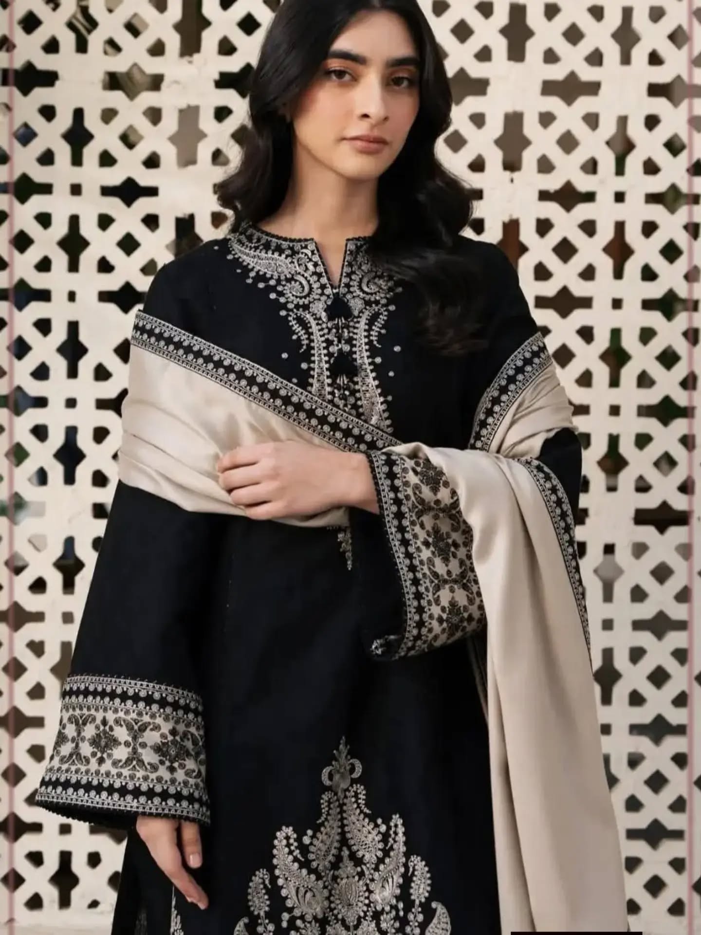 Black Embroidered 3-Piece Lawn Suit for Women