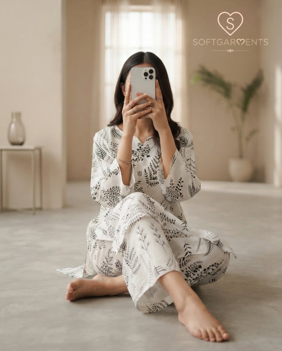 Women's Block Printed 2-Piece Linen Suit