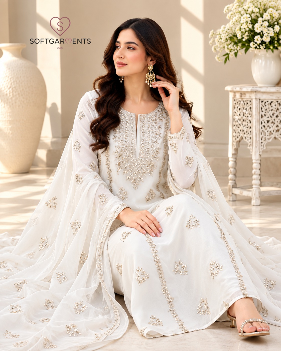 2 Pcs Womens Unstitched Gota Work Suit
