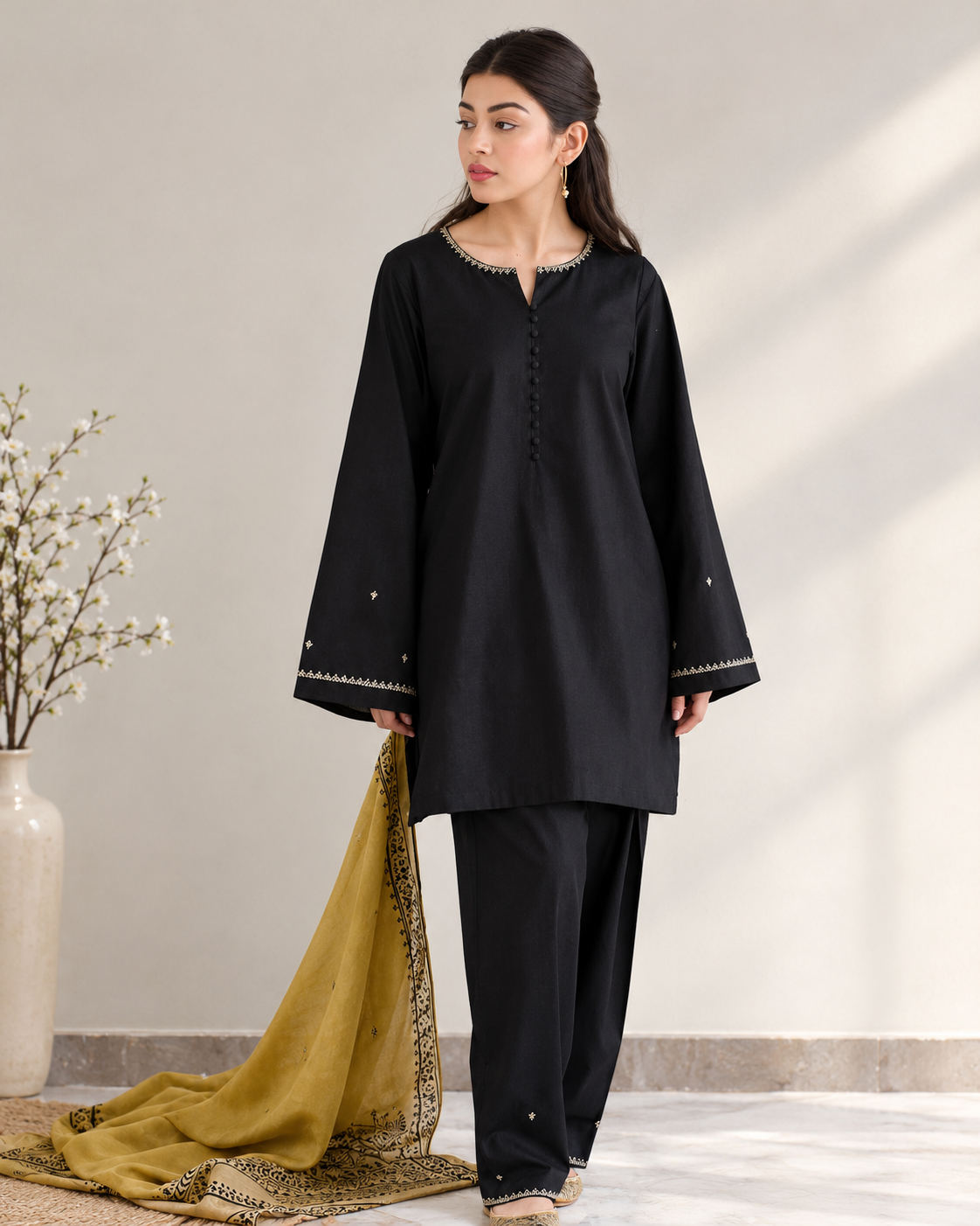 Elegant Embroidered 3-Piece Suit