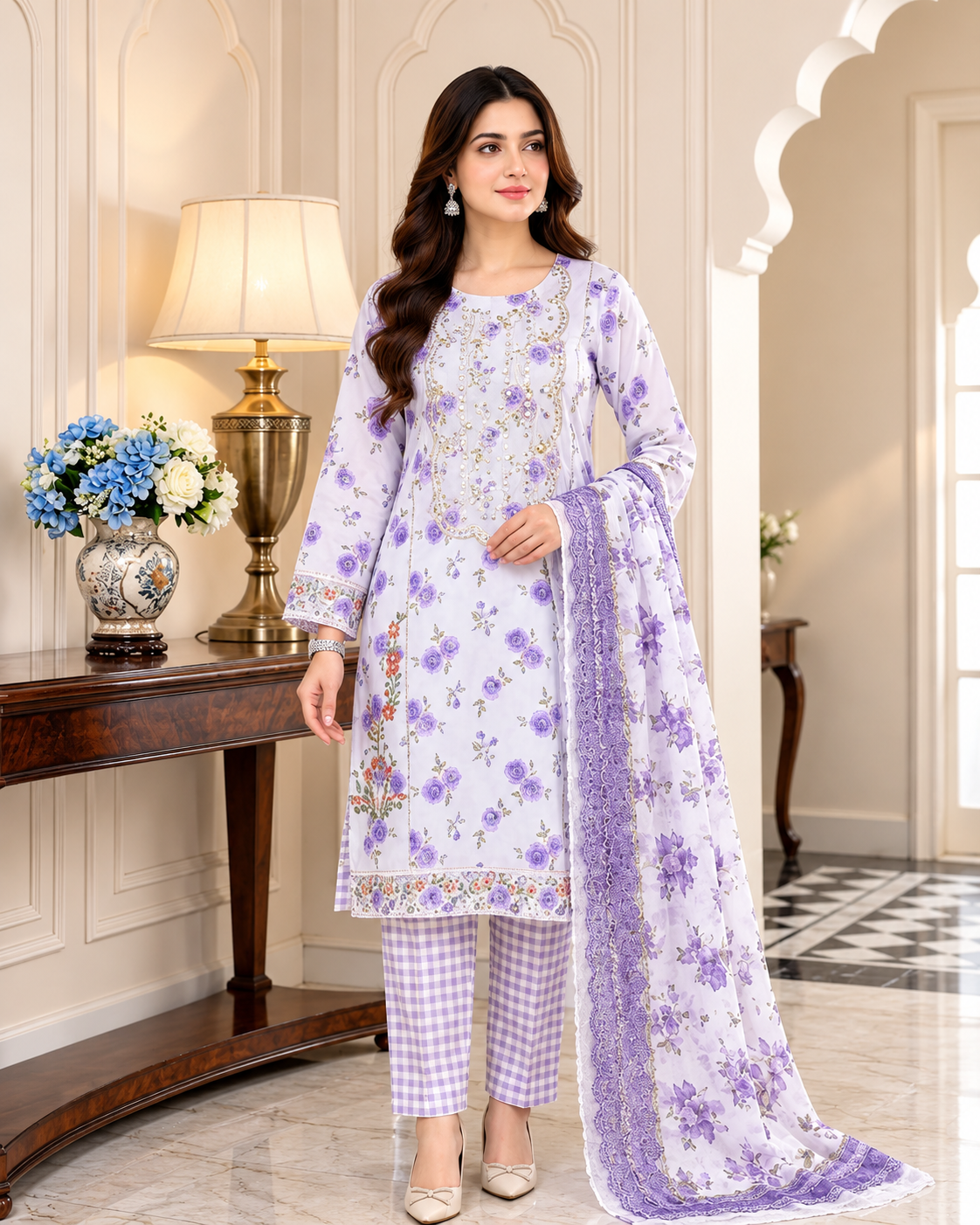 Elegant Embroidered 3-Piece Suit