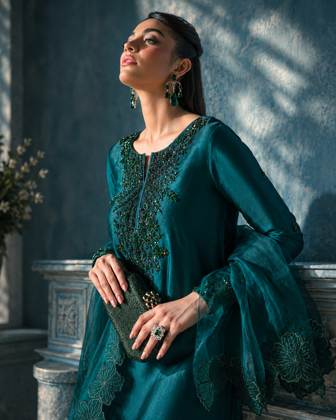 Unstitched Embroidered Shamoz Silk Suit